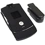 Motorola Razr V3 V3c V3m Black Rubberize Crystal Case Cover with Removable Ratcheting and Fixed Belt Clip