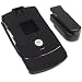 Motorola Razr V3 V3c V3m Black Rubberize Crystal Case Cover with Removable Ratcheting and Fixed Belt Clip