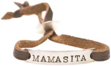 Christy Lea Payne Mamasita Sterling ID Plaque on Leather Skinny Bracelet