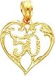14K Gold 50 in Heart Charm