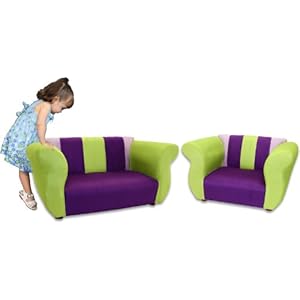 Fantasy Furniture Sofa and Chair Fancy Set, Purple/Green