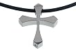Titanium Cross Pendant with Black Rubber Cord