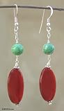Agate earrings, 'Scarlet Sea'