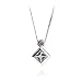 14k White Gold Aquamarine Princess Cut and Diamond Pendant, 17"