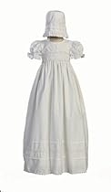 Hot Sale White Cotton Smocked Bodice Christening Baptism Gown - Size M (6-12 Month)