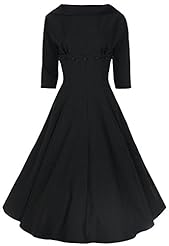 Cotton/Nylon/Spandex Vintage Fitted Bateau Neck Cocktail Cap Sleeves Elbow Length Sleeves Prom Dress/Party Dress/Wedding Dress 