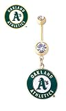 Oakland Athletics Gold Plated 14 Gauge Belly Button Ring