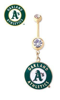Oakland Athletics Gold Plated 14 Gauge Belly Button Ring