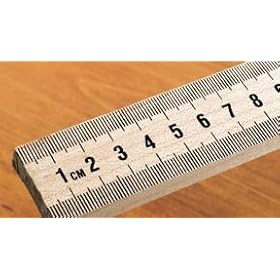 Meter stick; Maple wood; Scaled in millimeters on one side and inches on the other