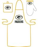 Green Bay Packers Grilling Apron Set Fan-Friendly Sports Includes A Matching Mit And Potholder