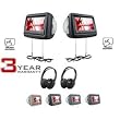 Farenheit EXHRD9GRDK 1 Pair Pre-Loaded 8.8” Wide 16:9 Touch Screen Universal Replacement Headrest Monitors, Twin DVD Combo with 2 Headphones - Dark Gray