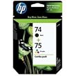 HP 74XL Black & HP 75XL Tricolor Inkjet Cartridges in Foil Packaging