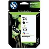HP 74XL Black & HP 75XL Tricolor Inkjet Cartridges in Foil Packaging