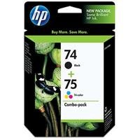 HP 74XL Black & HP 75XL Tricolor Inkjet Cartridges in Foil Packaging