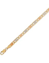 14K Solid 3 Tri Color Gold Valentino Chain Bracelet 5.6mm (7/32 in.) - 8 in.
