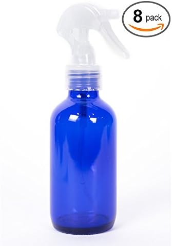 Aroma Oil Tools - Glass Bottle with Trigger Sprayer (Blue ) for Essential Oils - 4oz - 8 Pack