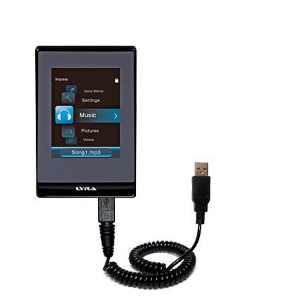 Coiled USB Cable for the RCA SLC5004 SLC5008 SLC5016 LYRA Slider with Power Hot Sync and Charge capabilities - uses Gomadic TipExchange Technology
