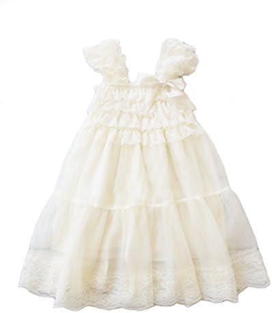 Cutie Baby Toddler Girls Ivory Flower Girl Lace Chiffon Dress (c. Medium-2T-3T, Ivory)
