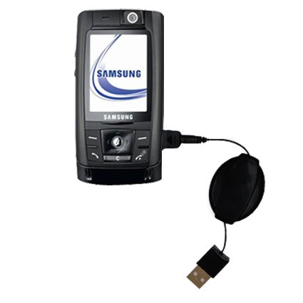 Retractable USB Cable for the Samsung SGH-D820 with Power Hot Sync and Charge capabilities - Gomadic Brand w/ TipExchange Technology