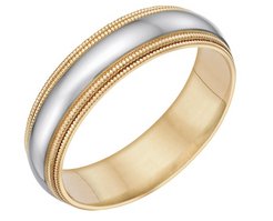14kt Two-Tone Milgrain Wedding Band