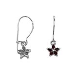 Childrens Flower Earrings with SWAROVSKI ELEMENTS Crystal Siam Red Sterling Silver