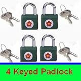4-pk Economy Solid Brass Padlock, keyed padlock with keys