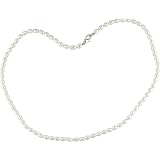 18 5-5.5mm FW Rice White Pearl Necklace w Metal Clasp