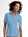Ann Taylor Loft Women's Blue Bell Petite Short Sleeve Dart Detail Button Front Shirt