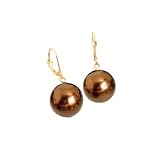 14K Yellow Gold Bronze Shell Pearl Earrings