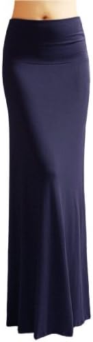 Womens Rayon Lightweight Floor Length Maxi Skirt (X-Small, Navy)
