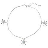 Bling Jewelry Pave Encrusted Sterling Silver CZ Skull And Bones Anklet