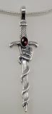 Sterling Silver Snake Sword Pendant with Genuine Garnet Accent [Jewelry]