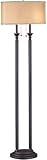 Floor Lamp, Dark Bronze W/Beige Oval Silk Shade, A 60Wx2