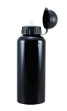 Eco-Friendly Aluminum 600ml Water Bottle - Covered Sipper Top - Cool Polished Black -... by RT