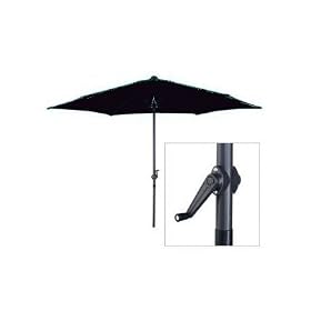 New BLACK 2.7m Crank Aluminium Garden Patio Umbrella/Parasol