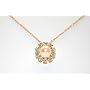 14k Yellow Gold 18" Chain With 10 Stone 8mm White Cubic Zirconia Circle With a 5mm Freshwater Cultured Pearl In the Center