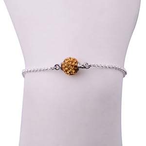 Kadima Swarovski Elements Crystal Disco Ball Topaz Bracelet,Bracelet Length 7.5 Inches, Ball Size:8mm