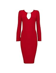 Long Sleeves Cocktail Keyhole Stretchy Nylon/Rayon/Spandex Bandage Dress/Bodycon Dress/Club Dress/Evening Dress/Party Dress/Wedding Dress 