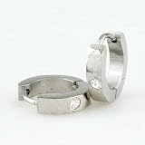 April Birthstone Stainless Steel Mens Hoop Earrings