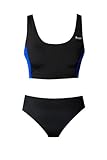 Aeroskin Polypropylene Two Piece Swim Suit with Color Side Panels On Top (Black/Blue, Small) Aeroskin Polypropylene Two Piece Swim Suit with Color Side Panels On Top (Black/Blue, Small)