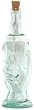 Spanish Recycled Glass Hand Bottle with Cork 12.5"H 32oz Set / 2