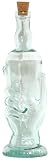 Spanish Recycled Glass Hand Bottle with Cork 12.5"H 32oz Set / 2