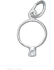 Sterling Silver Simulated Diamond Cubic Zirconia Engagement Wedding Ring Charm