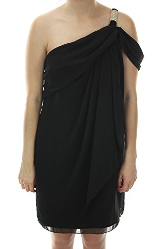 Xscape Black One-Shoulder Chiffon Draped Dress 10