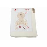 Baby Unisex Cream Bear Design Fleece Pram Blanket Bedding (Ideal Gift)