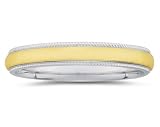 4 mm Two Toned White Milgrain Edge Comfort-Fit Men's Wedding Band in 14k Two-Tone Gold