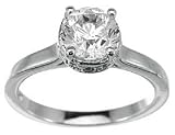 Genuine Cassis (TM) 925 Sterling Silver Platinum Finish Brilliant Solitaire Engagement Ring. (Available in sizes 5 - 9). 100% Satisfaction Guaranteed.