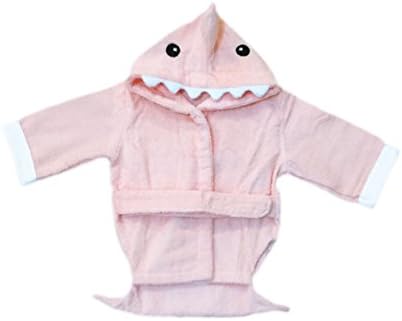 Baby Let the Fin Begin Shark Robe, Pink, 0-9 Months and Fuchsia Pink Pig Silicone Bib Bundle Set