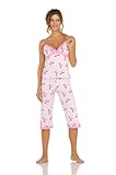 Popsi Lingerie Cotton Lycra Flamingo Love Print Capri Pants Set