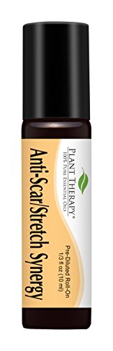 Plant Therapy Anti-Scar and Stretch Synergy Pre-Diluted Essential Oil Roll-On. Ready to use! Blend of: Lavender and Neroli in Fractionated Coconut Oil. 10 ml (1/3 oz).